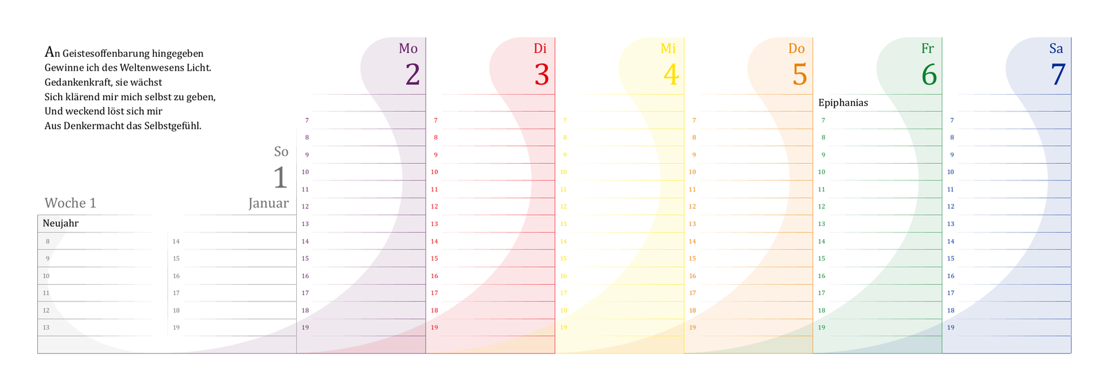 Wochenkalender 2012 — die erste Gestaltung